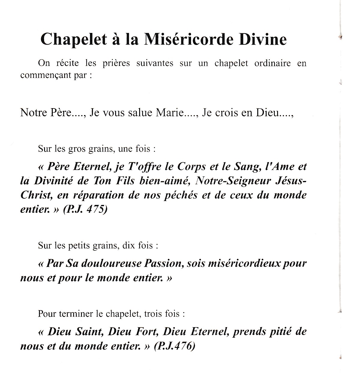 Chapelet Miséricorde divine